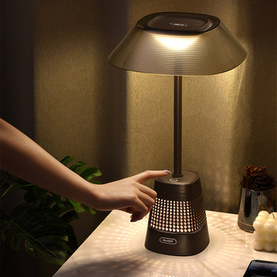 مصباح طاولة LED هندسي من المعدن ABS بتصميم بسيط وحديث لجانب السرير 
