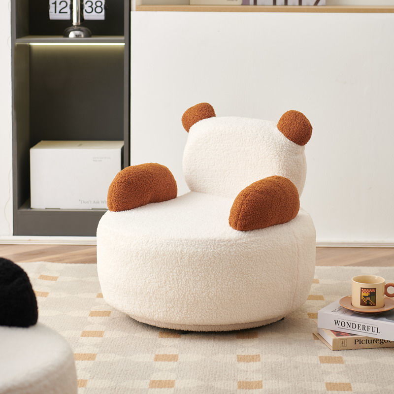 Coussin Rond Ours Créatif Contemporain en Laine d&