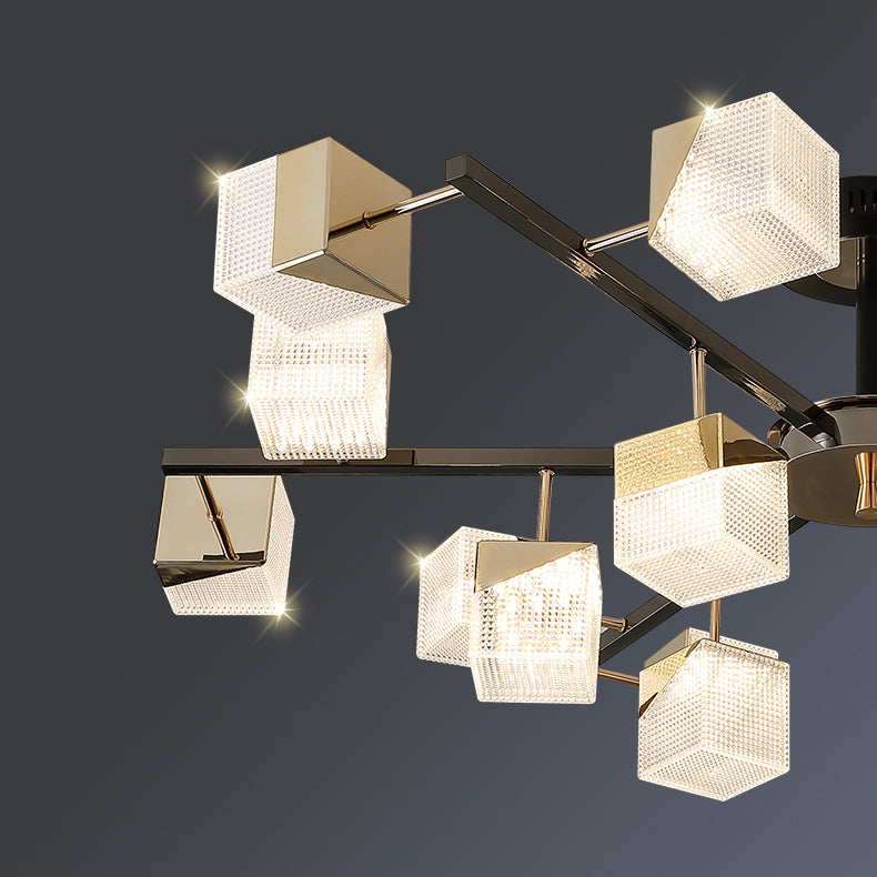 Contemporáneo Escandinavo Cuadrado Redondo Rama Acrílico Aluminio Lámpara de Techo Semi-empotrada de 6 Luces Para Sala de Estar 