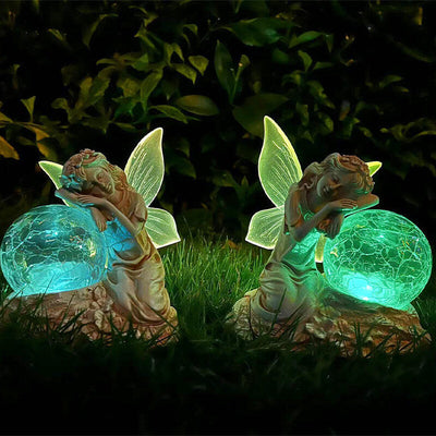 Zeitgenössische kreative Solar Flower Fairy Harz Outdoor wasserdicht Rasen Landschaft Licht für Garten 