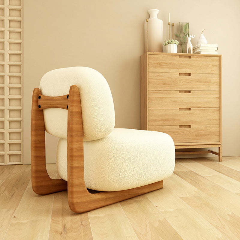 Contemporary Nordic Square Rectangular Fabric Pine Accent Chair Backrest For Living Room