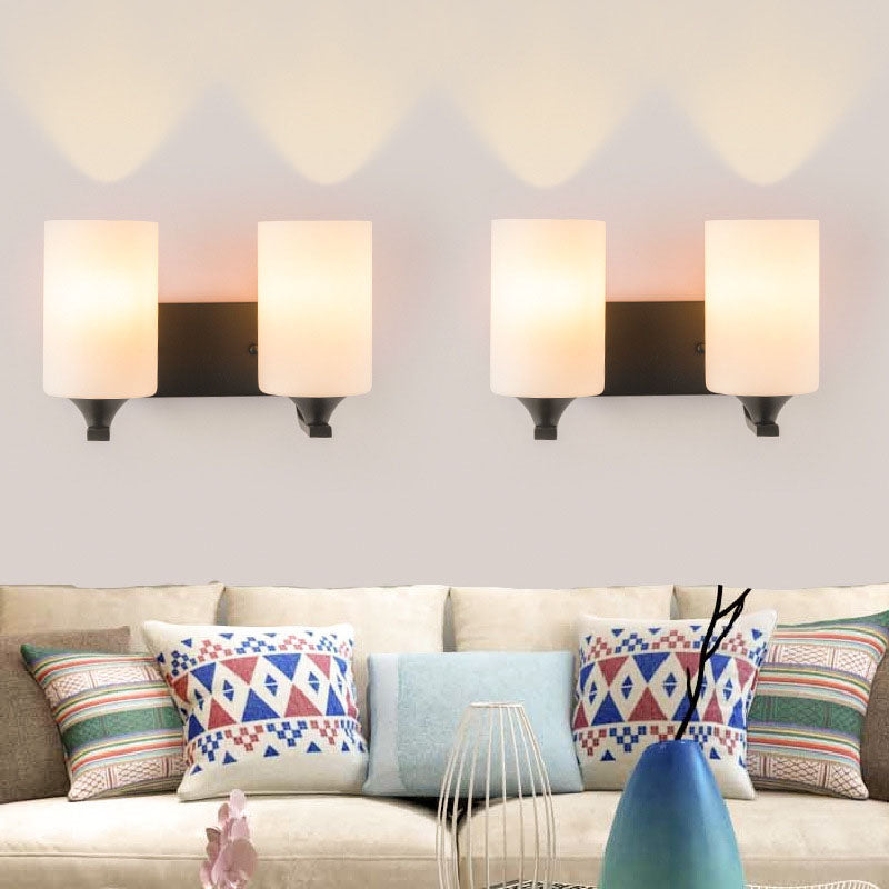 Applique Murale Moderne Simplicité Cylindre Fer Verre 1/2 Lumière Pour Couloir 