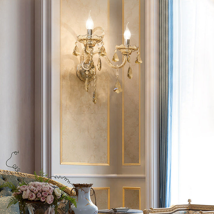 Matériel de candélabre en cristal de verre européen traditionnel Applique murale à 1/2 lumière pour salon 