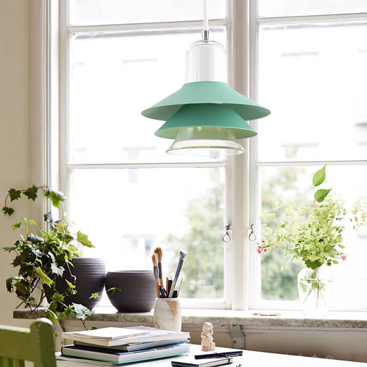 Nordic Minimalist Multi-Layer Cone Glass Hardware 1-Light Pendant Light