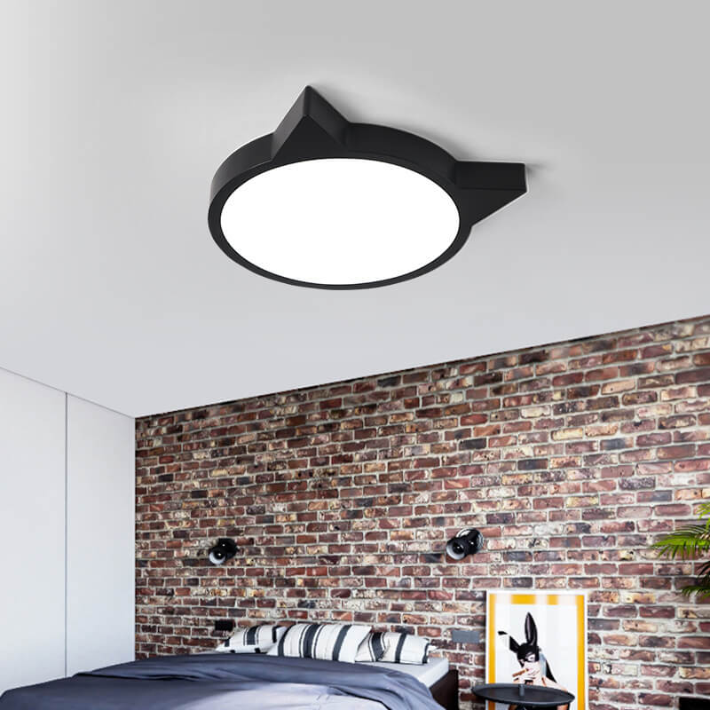 Nordic Macaron Cat Design LED Kids Flush Mount Ceiling Light