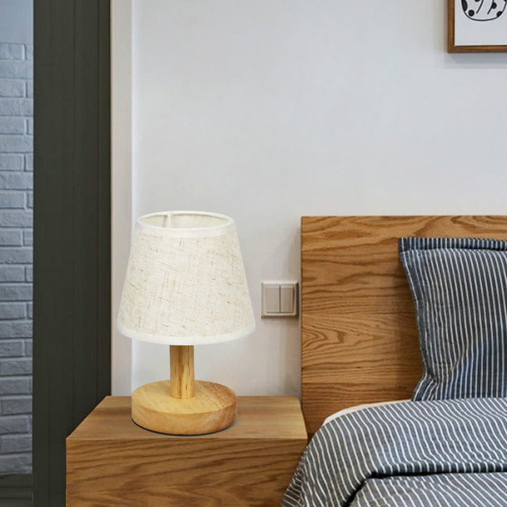Lampe de table LED en bois rond nordique contemporain pour chambre 