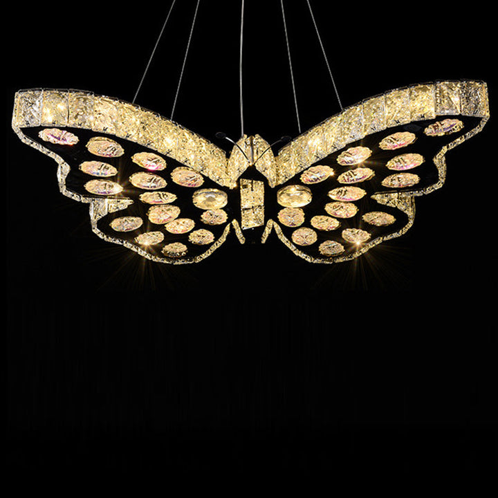 Modern Art Deco Butterfly Crystal Hardware LED Chandelier For Living Room