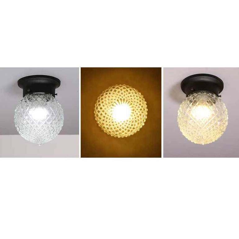Modern Minimalist Glass Sphere 1-Light Semi-Flush Mount Ceiling Light