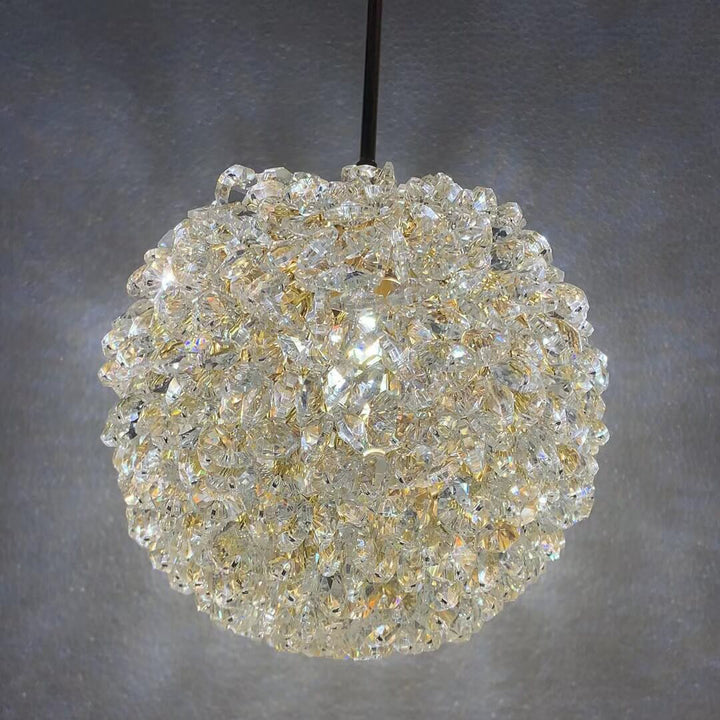 Modern Minimalist Round Ball Full Copper Crystal 1-Light Pendant Light For Bedroom