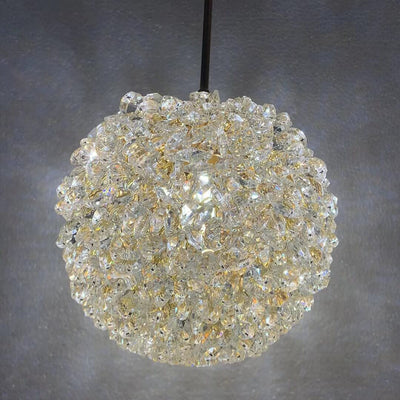 Moderne minimalistische runde Kugel Vollkupfer Kristall 1-Licht Pendelleuchte für Schlafzimmer 