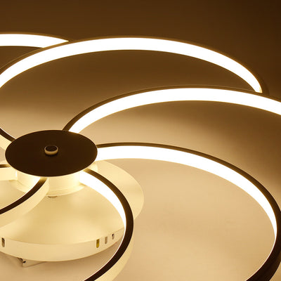 Lumière de plafond LED à montage affleurant avec abat-jour en bande de silicone en forme de pétale en aluminium de simplicité contemporaine pour le salon 