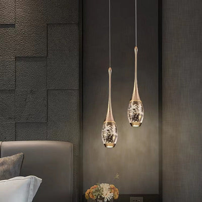Lustre LED en cristal goutte d'eau en aluminium contemporain de luxe pour salon 