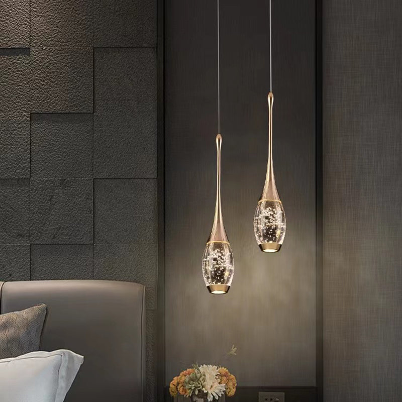 Lustre LED en cristal goutte d&