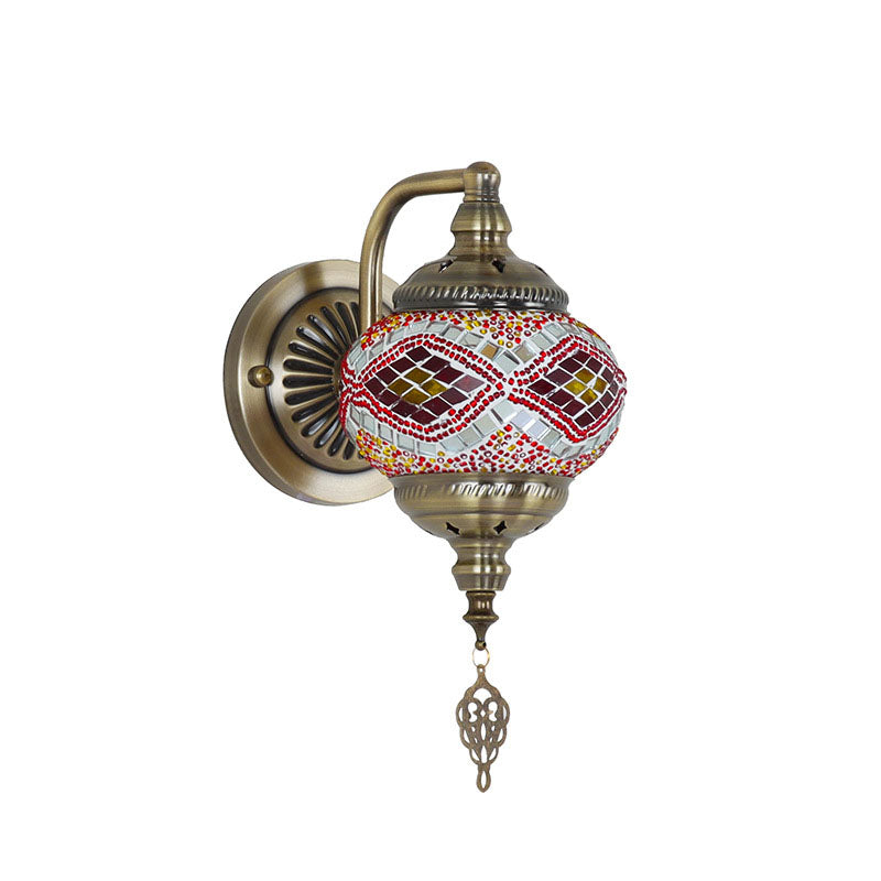 Applique Murale Globe en Mosaïque de Verre et Fer Rétro Contemporain à 1 Lumière Pour Couloir 