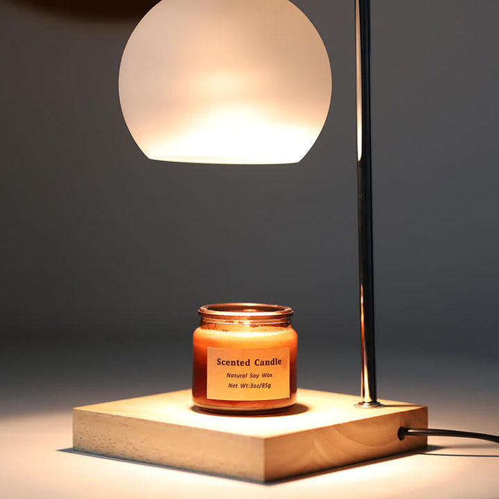Lampe de table en bois massif moderne simple avec bougie sphérique à une lumière fondante 