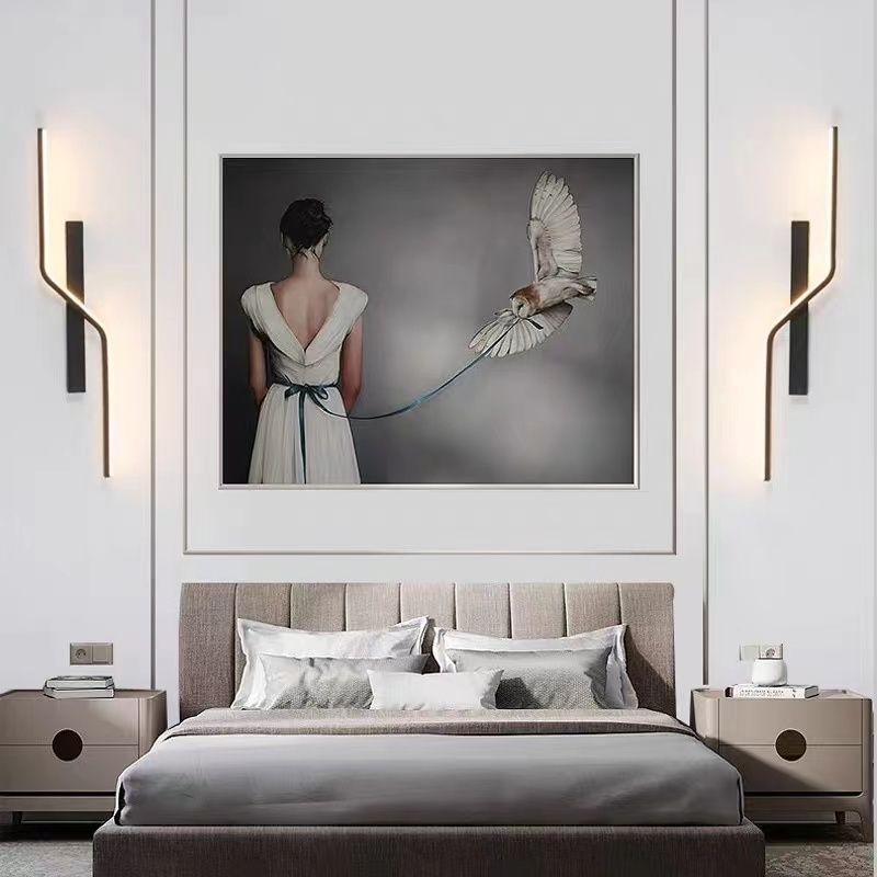 Modern Minimalist Geometry Lines Aluminum Iron Silicone LED Wall Sconce Lamp for Living Room