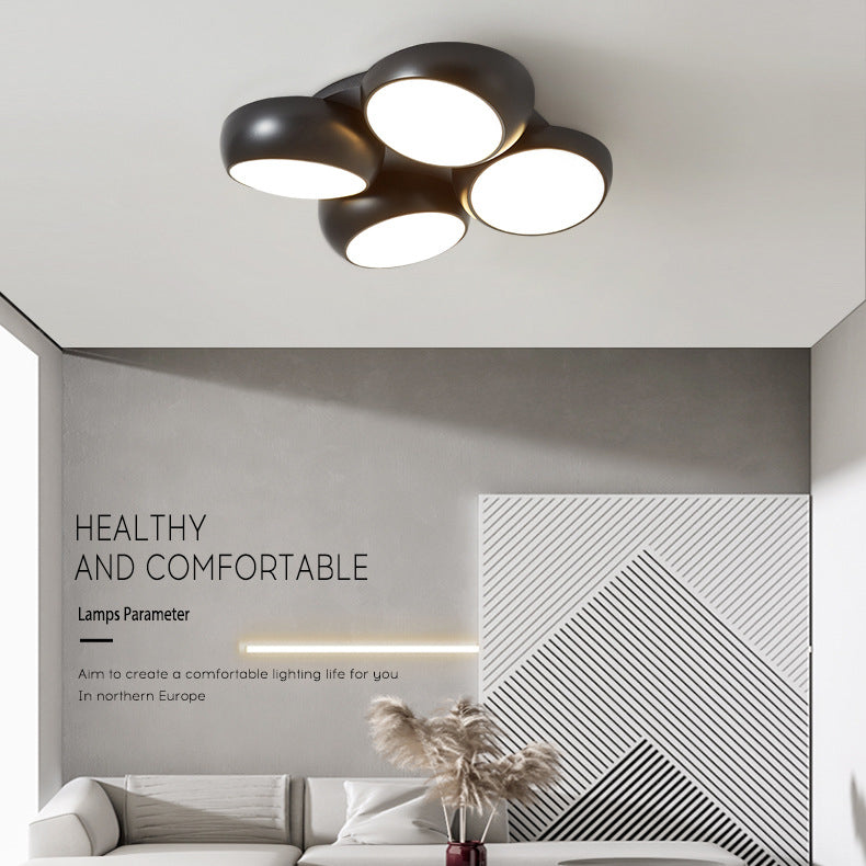 Moderne minimalistische Kombination Runde Eisen Kunststoff LED Unterputz Deckenleuchte für Wohnzimmer 