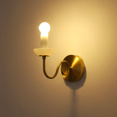 Traditional French Candelabra Brass Glass 1-Light Wall Sconce Lamp For Bedroom