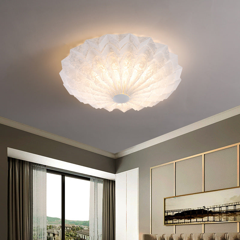 Plafonnier LED rond imprimé en acrylique fer nordique contemporain pour chambre à coucher 