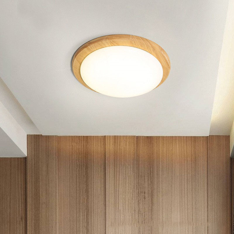 Contemporary Nordic Rubberwood Acrylic Plum Shape LED Flush Mount Ceiling Light For Living Room