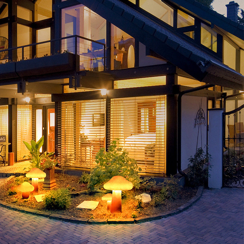 Luz LED de paisaje al aire libre con forma de hongo de resina solar impermeable de estilo Art Deco moderno para jardín 