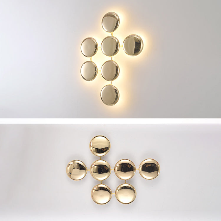 Lámpara de aplique de pared contemporánea de lujo de círculo redondo de titanio con 10/14/24 luces para pasillo 