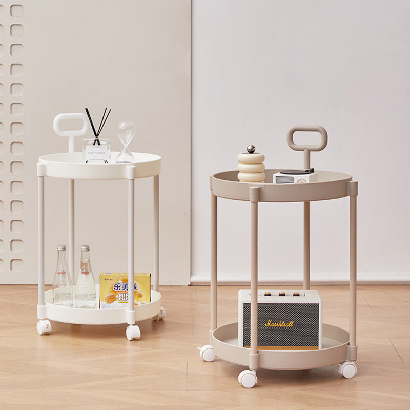 Moderner minimalistischer runder Couchtisch aus PP und Carbonstahl, drehbar, mit zwei Ebenen, für das Wohnzimmer 