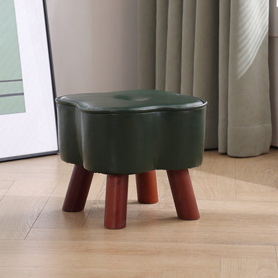 Tabouret rond en cuir ciré à l'huile moderne Art Déco Trèfle en bois massif sans dossier ni accoudoirs pour salon 