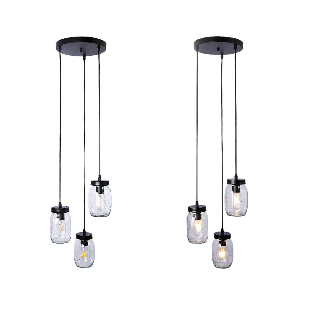 Candelabro de 3 luces con botella de vidrio de hierro de simplicidad moderna para sala de estar 