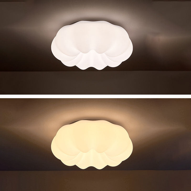 Modern Simplicity Pumpkin PE Shade Hardware LED Flush Mount Ceiling Light For Bedroom