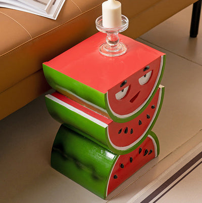 Table d'extrémité en résine au design contemporain de pastèque et de pêche pour salon 