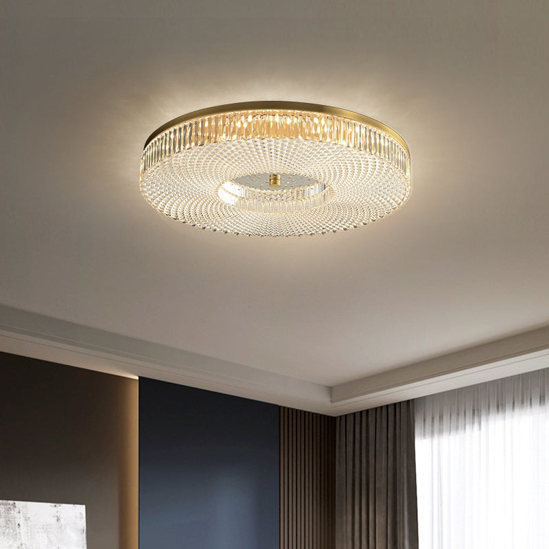 Zeitgenössische Luxus Runde Kupfer Acryl LED Unterputz Deckenleuchte für Wohnzimmer 