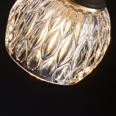 Japanese Minimalist Copper Bird Decorative Spherical Glass 4-Light Island Light Chandelier