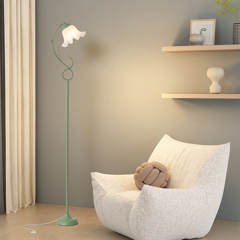 Modern Minimalist Floral Iron Acrylic 1-Light Standing Floor Lamp For Living Room
