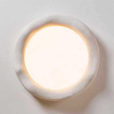 Plafonnier LED Rond en Fer et Fibre de Verre Minimaliste Moderne Crème pour Salon 