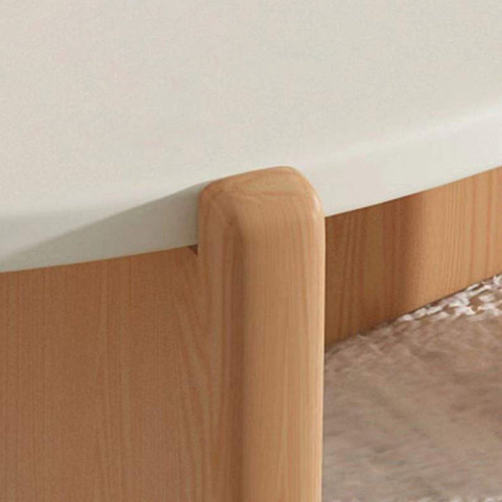 Moderner minimalistischer runder Kaffeetisch aus Faserplatte und Massivholz für das Wohnzimmer 