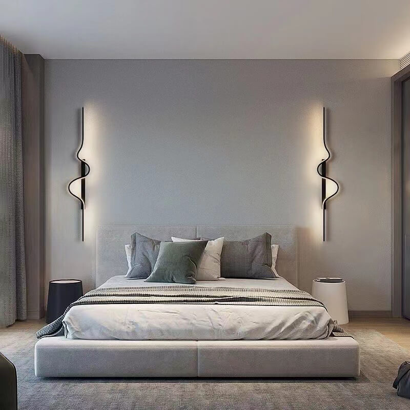 Modern Minimalist Long Wave Design Aluminum Iron LED Wall Sconce Lamp For Living Room