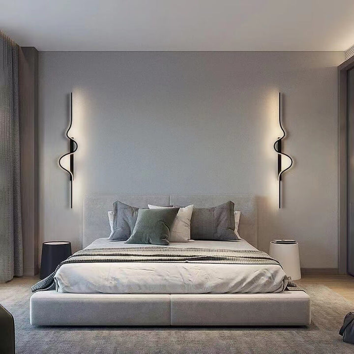 Modern Minimalist Long Wave Design Aluminum Iron LED Wall Sconce Lamp For Living Room
