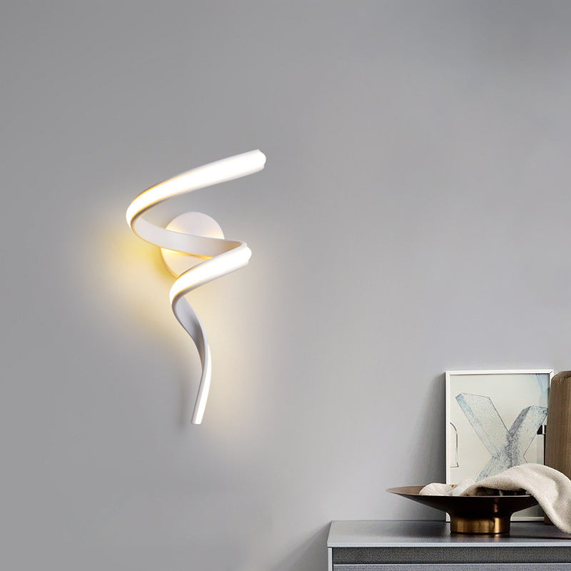 Zeitgenössische kreative Spirale Eisen Aluminium Silikon LED Wandleuchte Lampe für Wohnzimmer 