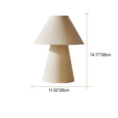 Contemporary Boho Round Trapezoid Fabric 1-Light Table Lamp For Bedroom