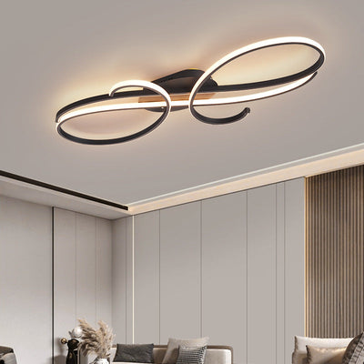 Moderne minimalistische gebogene Linie Eisen Aluminium Silikon LED Halbbündige Deckenleuchte für Wohnzimmer 