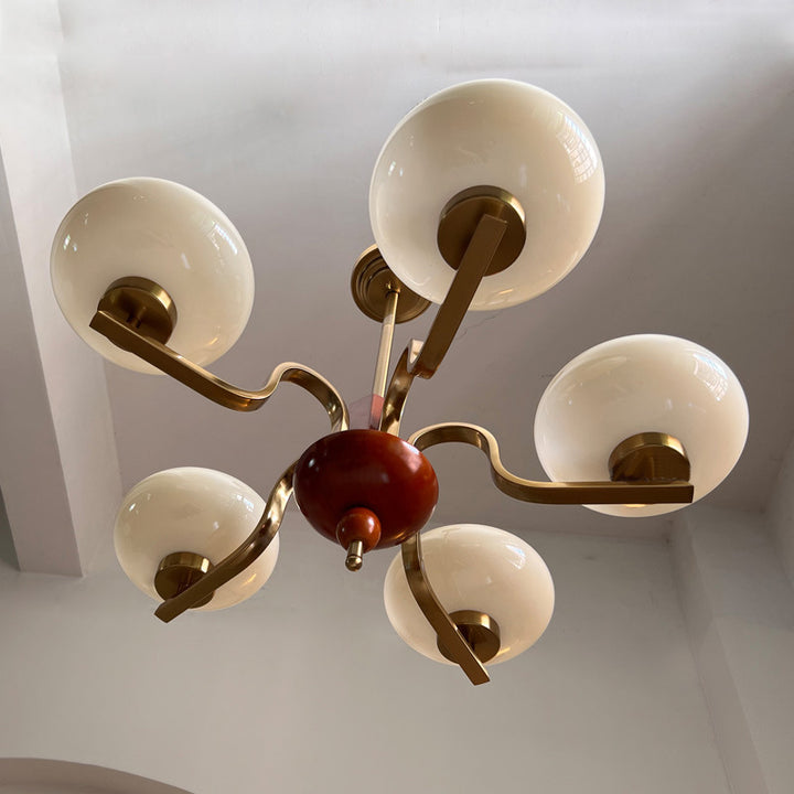 Traditional Vintage Metal Glass Oval Round 3/5 Light Chandeliers For Living Room