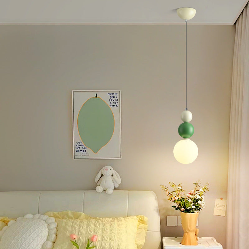 Zeitgenössische kreative Kugel Hardware Glas 1-Licht Pendelleuchte für Schlafzimmer 