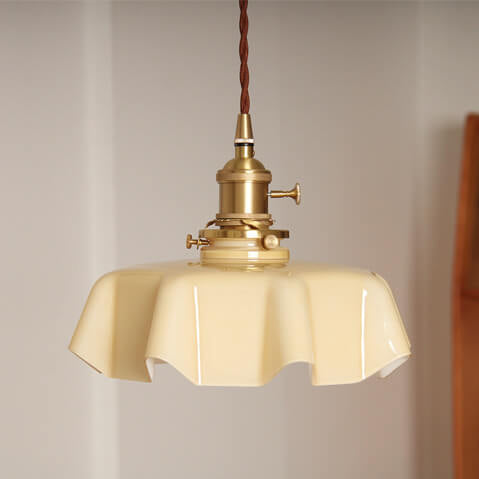 Lámpara colgante de 1 luz con forma de flor de vidrio tradicional francesa para sala de estar 