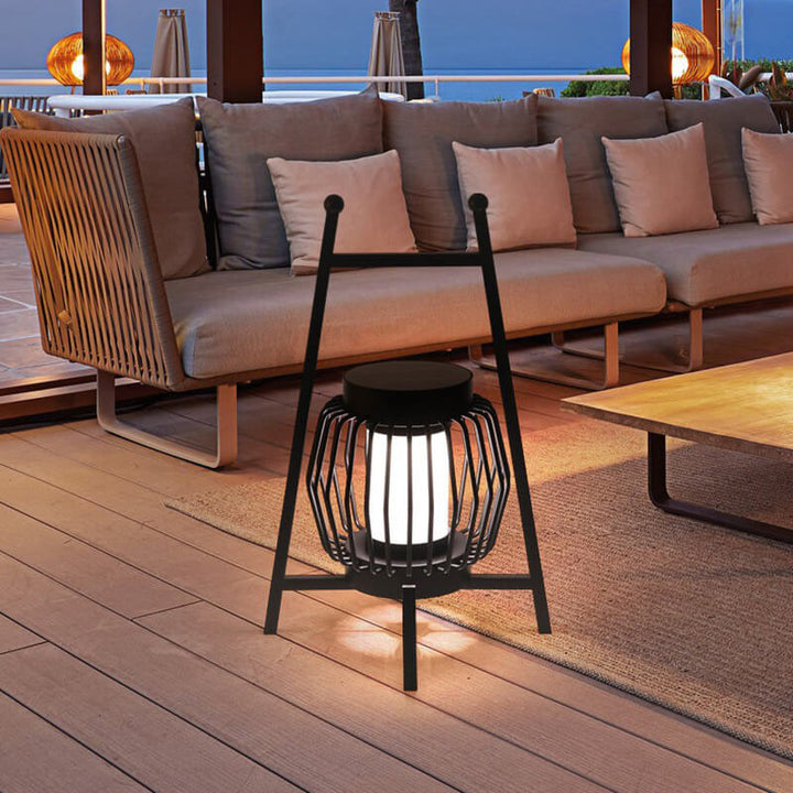 Luz de paisaje LED al aire libre con jaula de acero inoxidable simple y moderna solar 