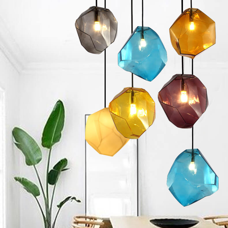 Modern Simplicity Irregular Shape Glass 1-Light Pendant Light For Living Room