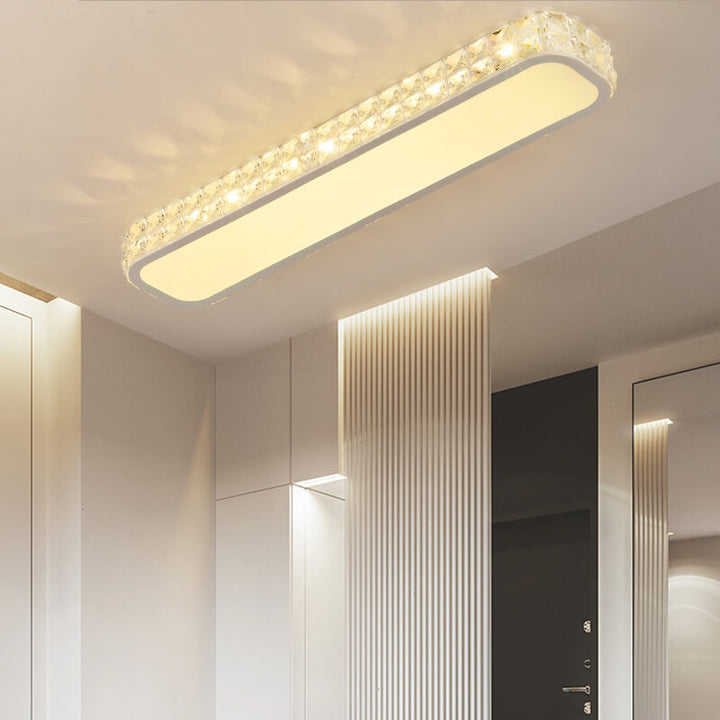 Lumière de plafond à montage affleurant LED en acrylique à bande longue en cristal moderne 