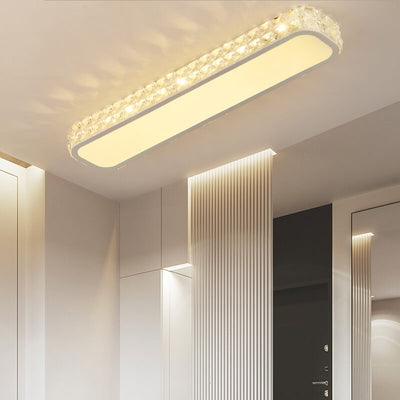 Modern Luxury Crystal Long Strip Acrylic LED Flush Mount Ceiling Light