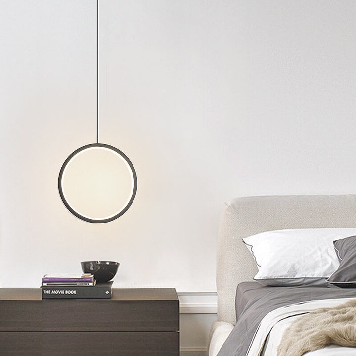 Modern Minimalist Round Iron Acrylic LED Chandelier For Bedroom