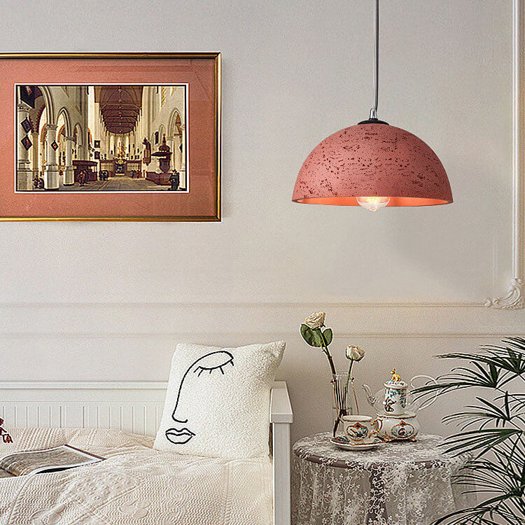 Moderne minimalistische 1-flammige Pendelleuchte mit runder Kuppel aus glasfaserverstärktem Kunststoff, handgeformt, für das Wohnzimmer 